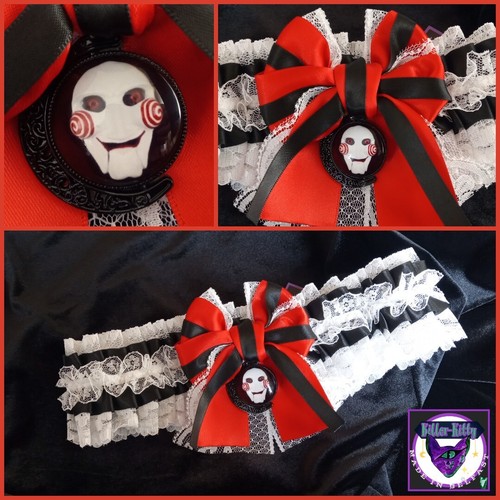 Black white and red garter - black,